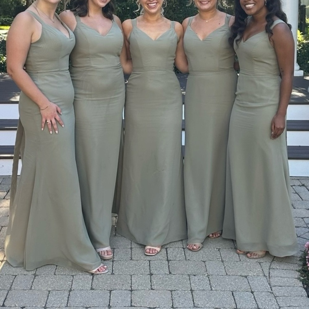 Christina Wu Celebrations Sage Green Bridesmaid Gown Style 22953